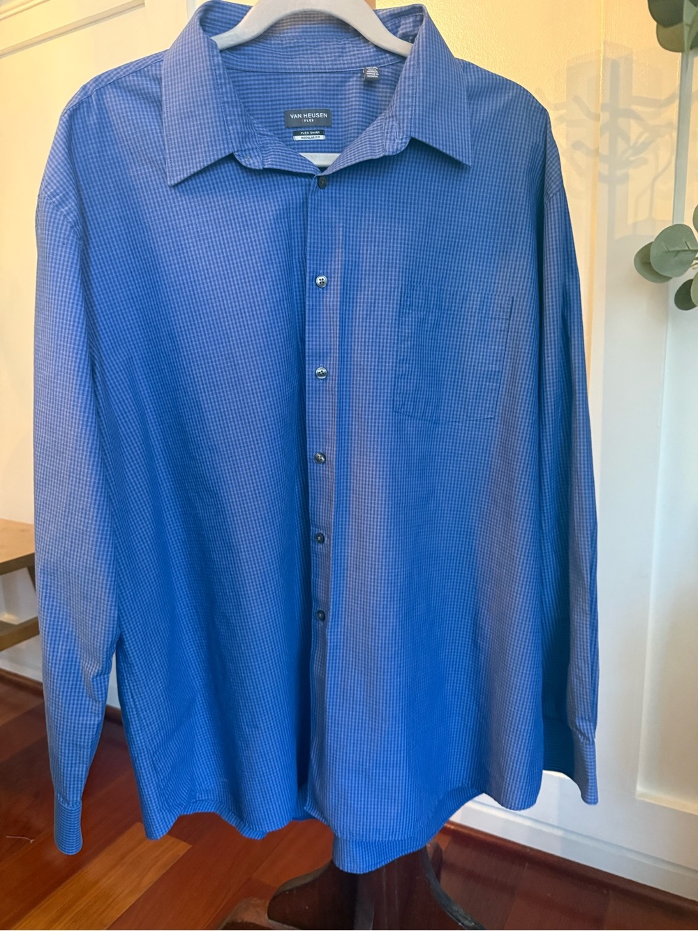 Van Heusen Royal Blue Micro-Check Dress Shirt 2XL